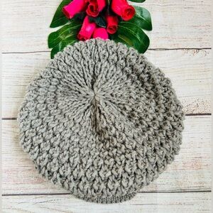 BA-BO Florence Women’s Grey Brim Knit Beret Hat One Size NWT